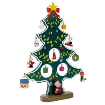 Houten, bedrukte ornamenten (12 stuks)