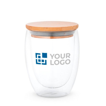 Dubbelwandig glas met logo (350ml) weergave met jouw bedrukking
