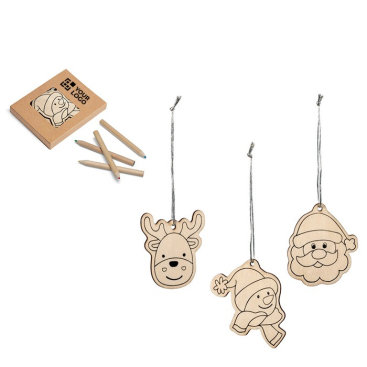 Set van 3 inkleurbare kerstversieringen
