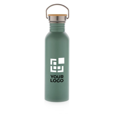 Enkelwandige RVS fles met logo (700ml) weergave met jouw bedrukking