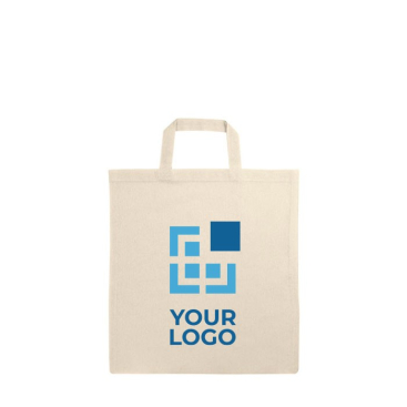 Katoenen tas met logo en korte hendels weergave met jouw bedrukking