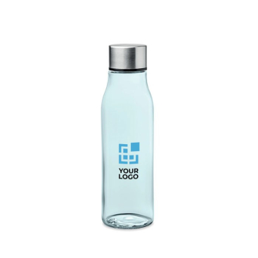 Moderne glazen waterfles met logo weergave met jouw bedrukking