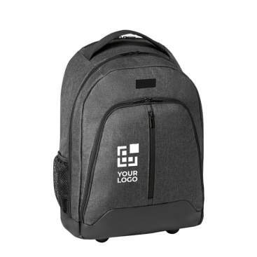 Grijze trolley met logo voor laptop