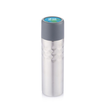 Dubbelwandige thermische fles met logo kleur grijs