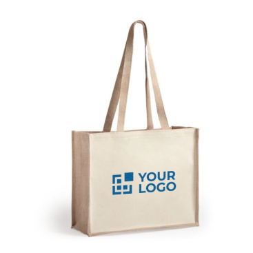 Eco Jute shopper bedrukken en katoen weergave met jouw bedrukking