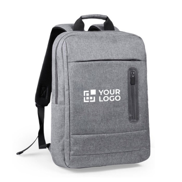 Stevige 600D polyester rugzak met logo kleur grijs