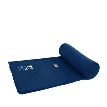RPET fleece deken met logo bedrukt kleur marineblauw