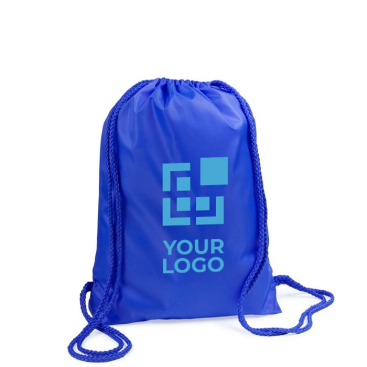 Polyester trekkoord rugzakken met jouw logo kleur blauw eerste weergave