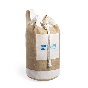 Eco jute/katoenen rugzak met logo bedrukt