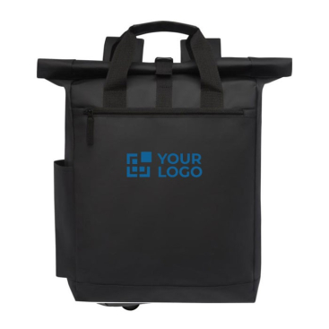 Waterproof laptop rugtas met logo (15 inch) kleur zwart tweede weergave voorkant