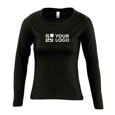 Damesshirt met lange mouwen, 150 g/m2 weergave met jouw bedrukking