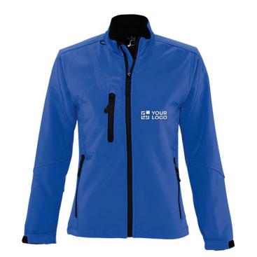 Softshell damesjassen, 340 g/m2 weergave met jouw bedrukking
