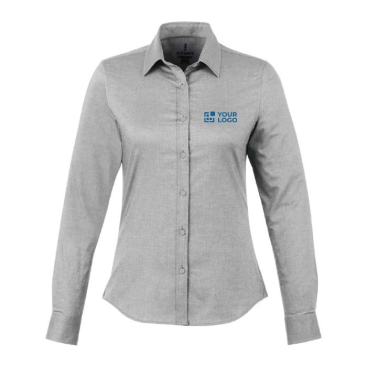 Katoenen dames blouse met opdruk, 142 g/m2 in de kleur lichtgrijs