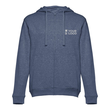 Gepersonaliseerde sweater met ritssluiting. weergave met jouw bedrukking