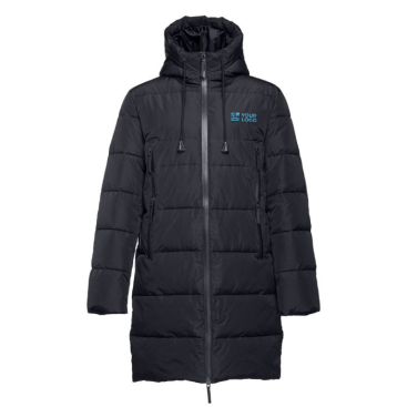 Polyester parka met logo in de kleur zwart