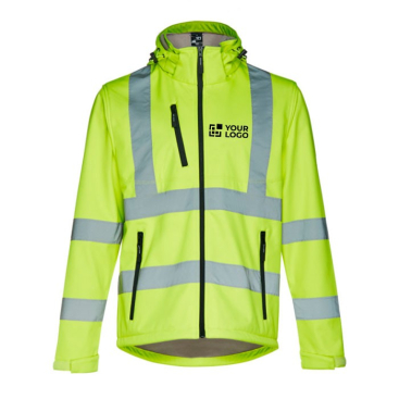 Polyester neon werkjas met logo, 320 g/m2 in de kleur geel