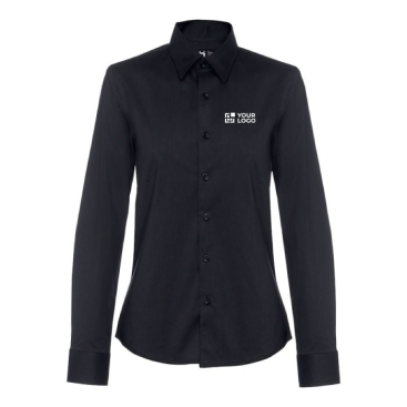 Dames bedrijfsoverhemd met logo, 115 g/m2 in de kleur zwart