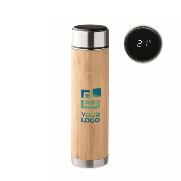 Bedrukte thermosfles met thermometer weergave met jouw bedrukking