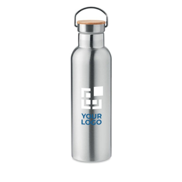 Thermische waterfles met logo en draagring weergave met jouw bedrukking