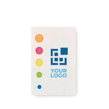 Memoblok met logo en zaadjes in kaft