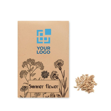 Bedrukt zakje met wilde bloemzaden kleur beige