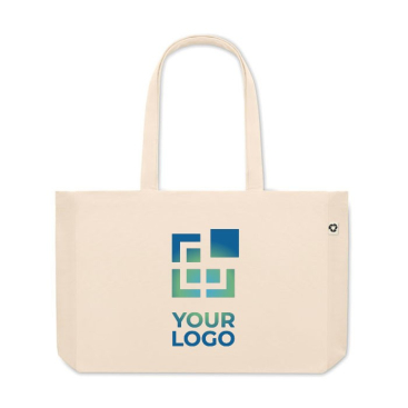 Gerecyclede canvas tas met logo, 280 gr/m2 kleur beige