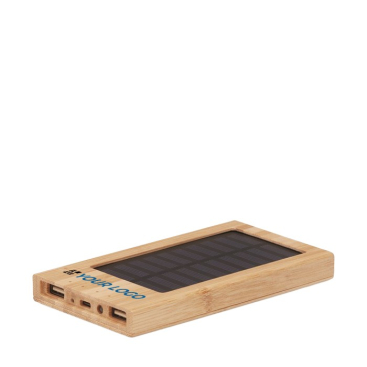 Bamboe powerbank met logo 4.000 mAh Powercard Solar Bamboo