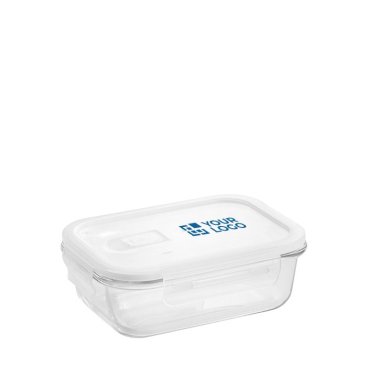 Glazen broodtrommel met logo kleur wit