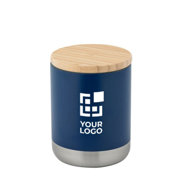 Thermosbeker met logo en bamboe deksel weergave met jouw bedrukking