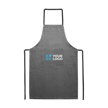 Gerecycled katoenen schort met logo, 140 g/m2
