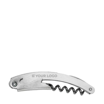 Metalen kurkentrekker met logo kleur zilver