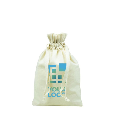 Kleine katoenen tas met trekkoordsluiting kleur beige