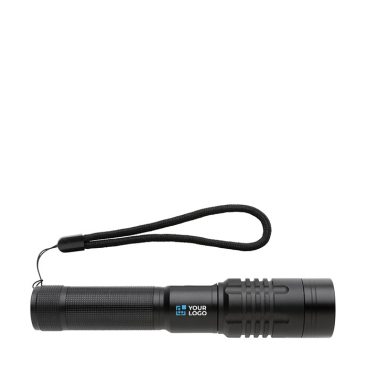 Oplaadbare usb zaklamp met logo kleur zwart 2e weergave