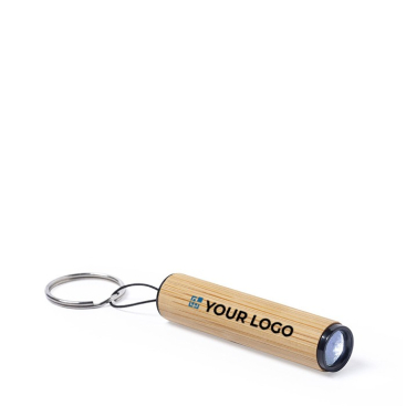 Bamboe zaklamp sleutelhanger met logo