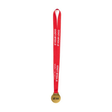 Goudkleurige metalen medaille weergave met jouw bedrukking