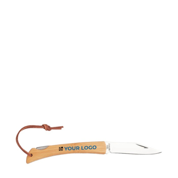 Opvouwbaar stalen zakmes met logo kleur hout