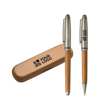 Houten Balpen en rollerball set kleur hout vijfde weergave
