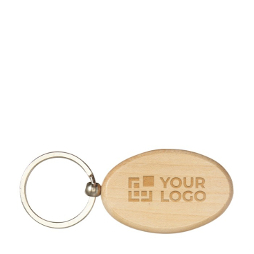 Houten sleutelhanger met ring kleur hout vierde weergave