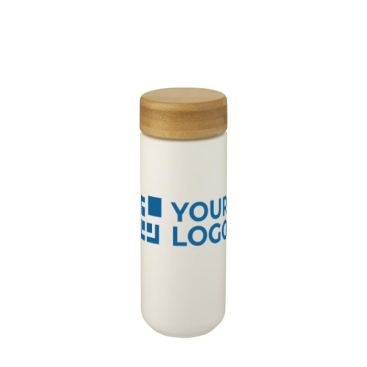 Keramisch glas met bamboe deksel kleur wit derde weergave