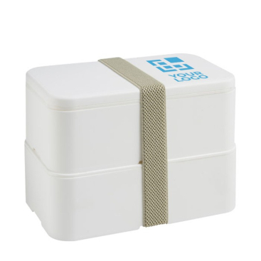 Lunchbox met twee bodems weergave met jouw bedrukking