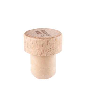 Wijnstopper van hout met bedrukt logo