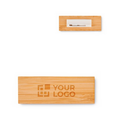Promotionele bamboe badges met logo en naaldgesp Bamboo