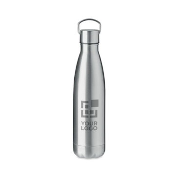 Stalen fles met handvat op het deksel