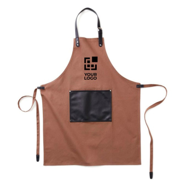 Stevig katoenen schort met logo en leuke details