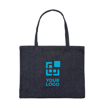Shopper met logo van gerecycled denim, 320 g/m2