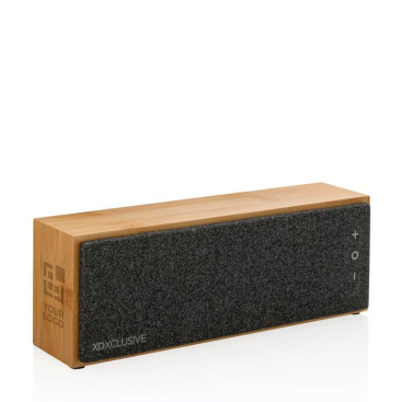 Rechthoekige bluetooth bamboe speaker met logo