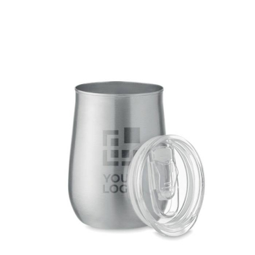 Beker bedrukken van gerecycled roestvrij staal met schuifdeksel 500 ml