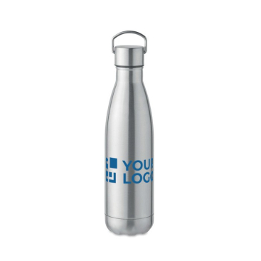 Thermosfles van gerecycled staal met anti-lekdop en handvat 500ml weergave met bedrukking