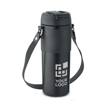 RVS antilek beker bedrukken met deksel, rietje en bandje 700ml