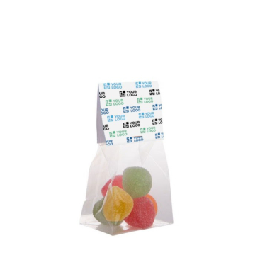 Zakje suikerachtige jellybeans met bedrukte header 50g kleur doorzichtig hoofdweergave